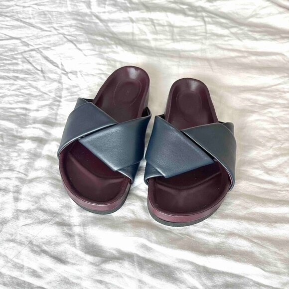 Celine, Twist Sandal, Navy Leather Slides, Size 37, EUC - Picture 2 of 11